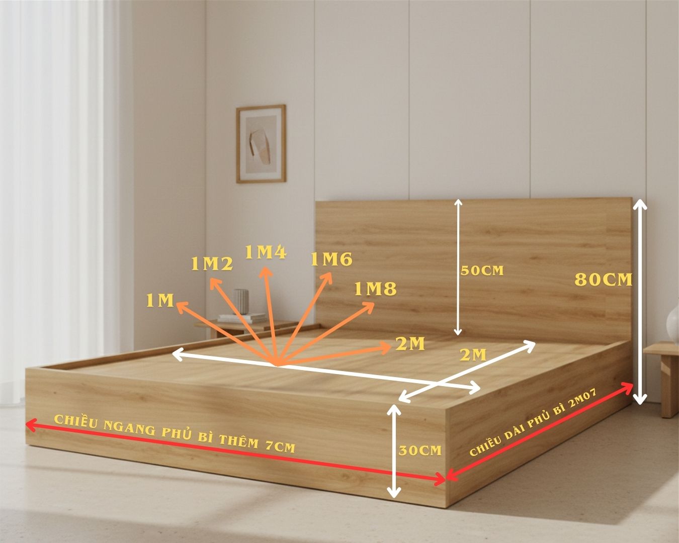 Quy cách kích thước giường bệt hiện đại