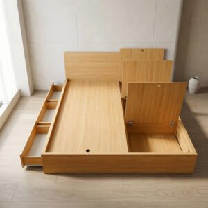 Giường Bệt Gỗ Đa Năng 6 Khoang Chứa Đồ (3 Ngăn Kéo & 3 Cánh Lật)