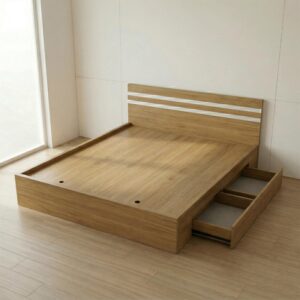 Giường Bệt Gỗ Hiện Đại Đầu Giường Sọc Trắng Accent