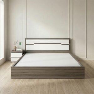 Giường Bệt Gỗ Hiện Đại Đầu Giường Phối Trắng Accent