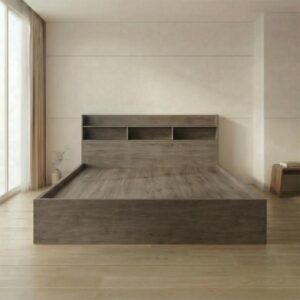 Giường Bệt Gỗ Hiện Đại Đầu Giường Tích Hợp Kệ Sách 3 Khoang