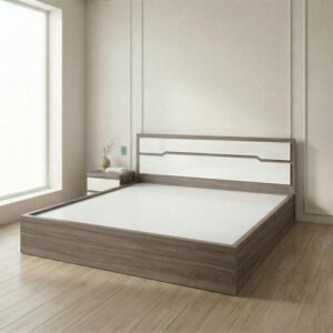 Giường Bệt Gỗ Hiện Đại Đầu Giường Phối Trắng Accent