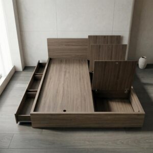 Giường Bệt Gỗ Đa Năng 6 Khoang Chứa Đồ (3 Ngăn Kéo & 3 Cánh Lật)