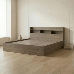 Giường Bệt Gỗ Hiện Đại Đầu Giường Tích Hợp Kệ Sách 3 Khoang