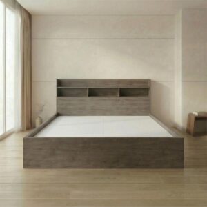 Giường Bệt Gỗ Hiện Đại Đầu Giường Tích Hợp Kệ Sách 3 Khoang