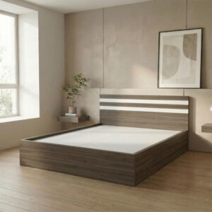 Giường Bệt Gỗ Hiện Đại Đầu Giường Sọc Trắng Accent