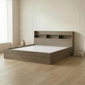 Giường Bệt Gỗ Hiện Đại Đầu Giường Tích Hợp Kệ Sách 3 Khoang