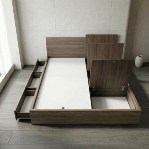 Giường Bệt Gỗ Đa Năng 6 Khoang Chứa Đồ (3 Ngăn Kéo & 3 Cánh Lật)