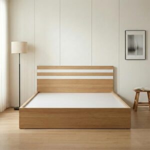 Giường Bệt Gỗ Hiện Đại Đầu Giường Sọc Trắng Accent