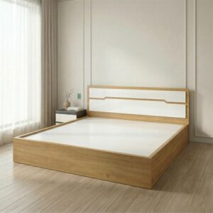 Giường Bệt Gỗ Hiện Đại Đầu Giường Phối Trắng Accent