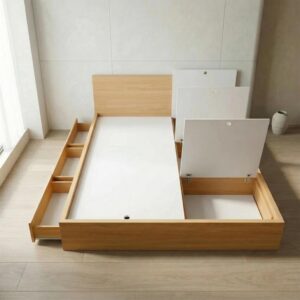 Giường Bệt Gỗ Đa Năng 6 Khoang Chứa Đồ (3 Ngăn Kéo & 3 Cánh Lật)