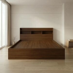 Giường Bệt Gỗ Hiện Đại Đầu Giường Tích Hợp Kệ Sách 3 Khoang