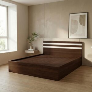 Giường Bệt Gỗ Hiện Đại Đầu Giường Sọc Trắng Accent