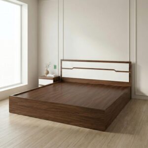 Giường Bệt Gỗ Hiện Đại Đầu Giường Phối Trắng Accent