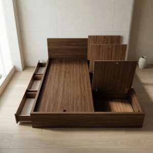 Giường Bệt Gỗ Đa Năng 6 Khoang Chứa Đồ (3 Ngăn Kéo & 3 Cánh Lật)