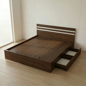 Giường Bệt Gỗ Hiện Đại Đầu Giường Sọc Trắng Accent