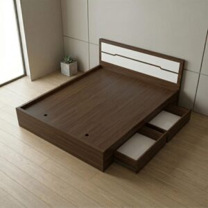 Giường Bệt Gỗ Hiện Đại Đầu Giường Phối Trắng Accent