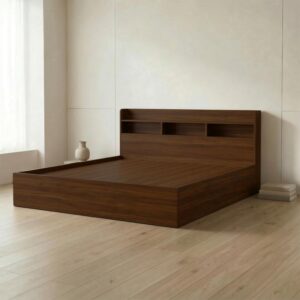 Giường Bệt Gỗ Hiện Đại Đầu Giường Tích Hợp Kệ Sách 3 Khoang
