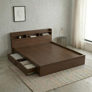 Giường Bệt Gỗ Hiện Đại Đầu Giường Tích Hợp Kệ Sách 3 Khoang