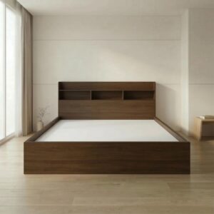 Giường Bệt Gỗ Hiện Đại Đầu Giường Tích Hợp Kệ Sách 3 Khoang