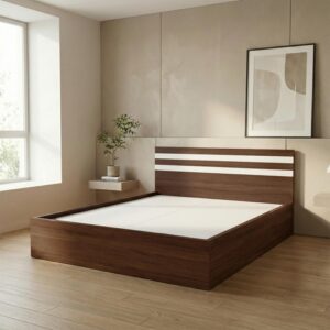 Giường Bệt Gỗ Hiện Đại Đầu Giường Sọc Trắng Accent