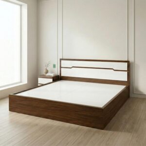 Giường Bệt Gỗ Hiện Đại Đầu Giường Phối Trắng Accent