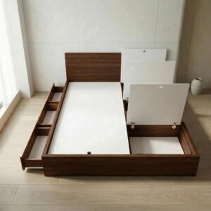 Giường Bệt Gỗ Đa Năng 6 Khoang Chứa Đồ (3 Ngăn Kéo & 3 Cánh Lật)