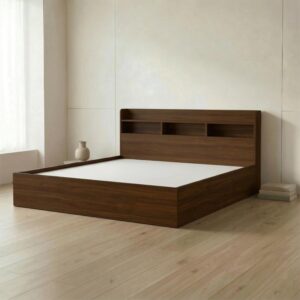 Giường Bệt Gỗ Hiện Đại Đầu Giường Tích Hợp Kệ Sách 3 Khoang