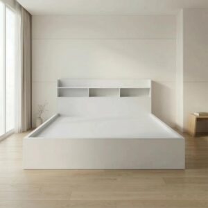 Giường Bệt Gỗ Hiện Đại Đầu Giường Tích Hợp Kệ Sách 3 Khoang