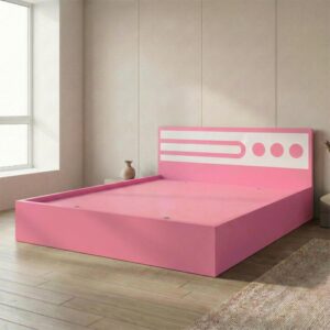 Giường Bệt Gỗ Hiện Đại Đầu Giường Phối Trắng Họa Tiết Tròn