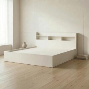 Giường Bệt Gỗ Hiện Đại Đầu Giường Tích Hợp Kệ Sách 3 Khoang