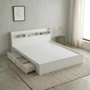 Giường Bệt Gỗ Hiện Đại Đầu Giường Tích Hợp Kệ Sách 3 Khoang