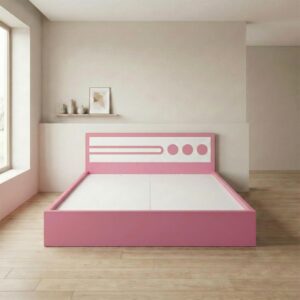 Giường Bệt Gỗ Hiện Đại Đầu Giường Phối Trắng Họa Tiết Tròn