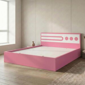 Giường Bệt Gỗ Hiện Đại Đầu Giường Phối Trắng Họa Tiết Tròn