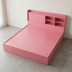 Giường Bệt Gỗ Hiện Đại Đầu Giường Tích Hợp Kệ Sách & Tủ Cánh Lùa