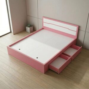 Giường Bệt Gỗ Hiện Đại Đầu Giường Phối Trắng Accent