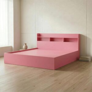 Giường Bệt Gỗ Hiện Đại Đầu Giường Tích Hợp Kệ Sách 3 Khoang