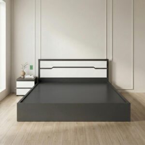 Giường Bệt Gỗ Hiện Đại Đầu Giường Phối Trắng Accent