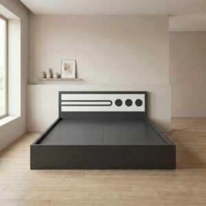 Giường Bệt Gỗ Hiện Đại Đầu Giường Phối Trắng Họa Tiết Tròn