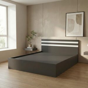 Giường Bệt Gỗ Hiện Đại Đầu Giường Sọc Trắng Accent