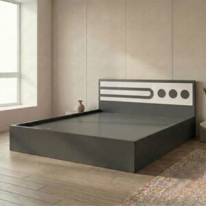 Giường Bệt Gỗ Hiện Đại Đầu Giường Phối Trắng Họa Tiết Tròn