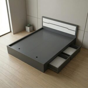 Giường Bệt Gỗ Hiện Đại Đầu Giường Phối Trắng Accent