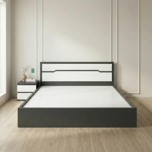 Giường Bệt Gỗ Hiện Đại Đầu Giường Phối Trắng Accent