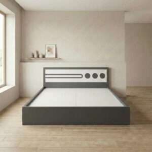 Giường Bệt Gỗ Hiện Đại Đầu Giường Phối Trắng Họa Tiết Tròn