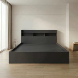 Giường Bệt Gỗ Hiện Đại Đầu Giường Tích Hợp Kệ Sách 3 Khoang