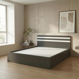 Giường Bệt Gỗ Hiện Đại Đầu Giường Sọc Trắng Accent