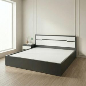 Giường Bệt Gỗ Hiện Đại Đầu Giường Phối Trắng Accent