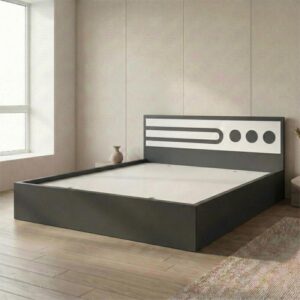 Giường Bệt Gỗ Hiện Đại Đầu Giường Phối Trắng Họa Tiết Tròn