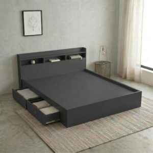 Giường Bệt Gỗ Hiện Đại Đầu Giường Tích Hợp Kệ Sách 3 Khoang