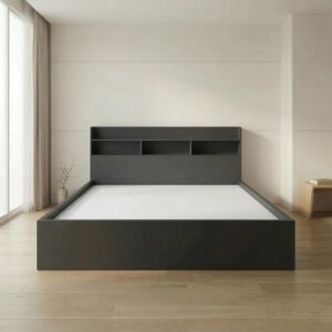 Giường Bệt Gỗ Hiện Đại Đầu Giường Tích Hợp Kệ Sách 3 Khoang